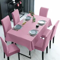 GENERICO - SET DE MANTEL IMPERMEABLE CON 6 FUNDAS CUBRE SILLAS