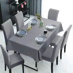GENERICO - SET DE MANTEL IMPERMEABLE CON 6 FUNDAS CUBRE SILLAS