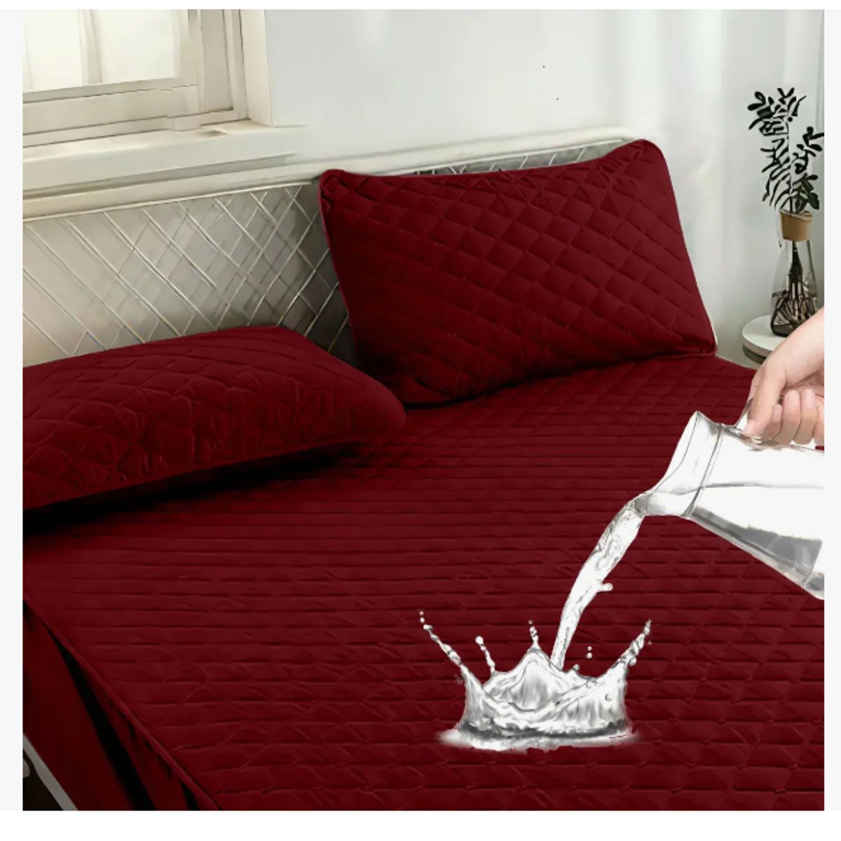 GENERICO - Cubrecolchon Impermeable 2 Plazas + Fundas