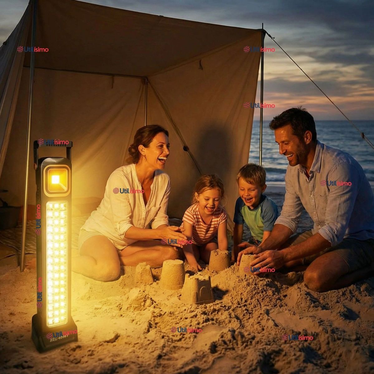 LINE - Lampara Luz De Emergencia Focos 48 Led Carga Híbrida Solar USB 30W