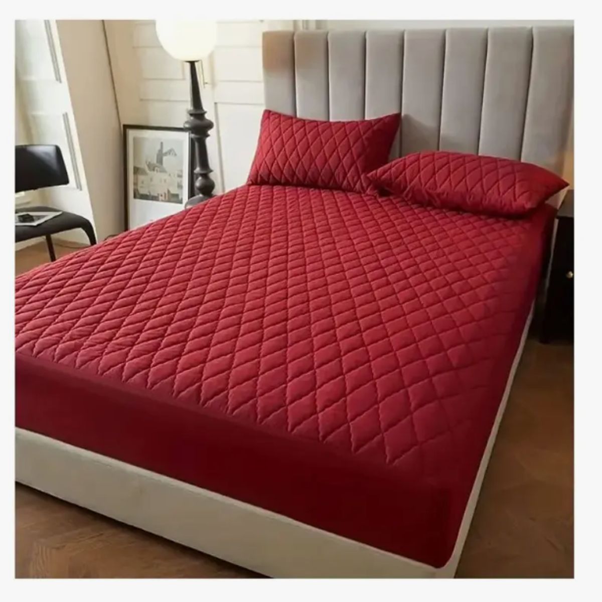 GENERICO - Cubre Colchón Impermeable 2 Plazas 150x200+30 + 2 Fundas