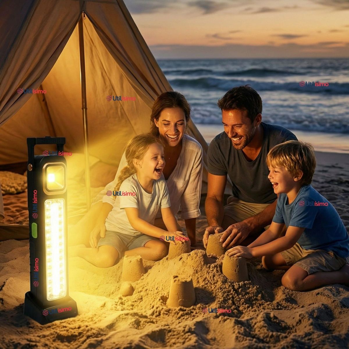 LINE - Lampara Luz De Emergencia Focos 39 Led Carga Híbrida Solar USB 30W