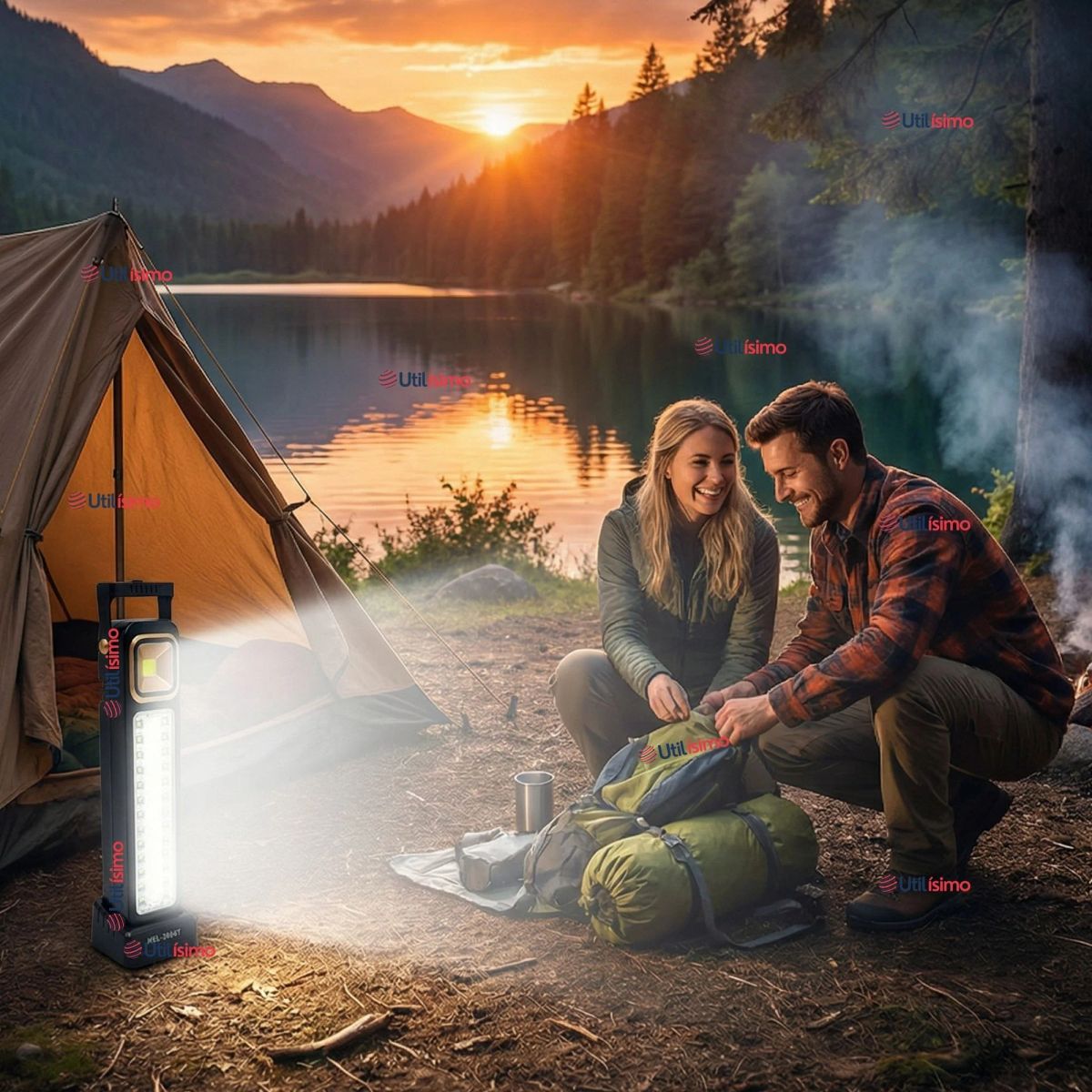 LINE - Lampara Luz De Emergencia Focos 39 Led Carga Híbrida Solar USB 30W