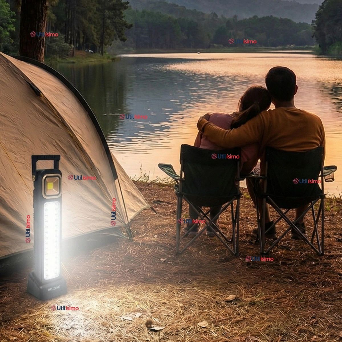 LINE - Lampara Luz De Emergencia Focos 39 Led Carga Híbrida Solar USB 30W