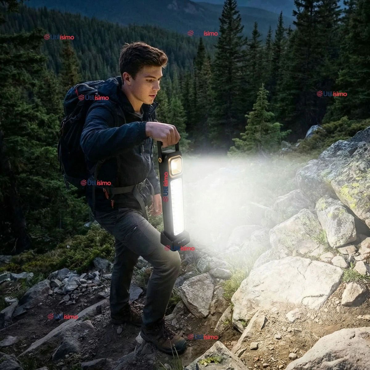 LINE - Lampara Luz De Emergencia Focos 39 Led Carga Híbrida Solar USB 30W