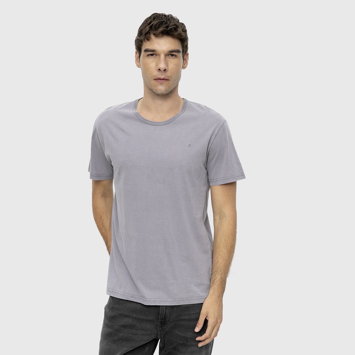 BLACK BUBBA - Polera Garment Dye Light Grey Black Bubba