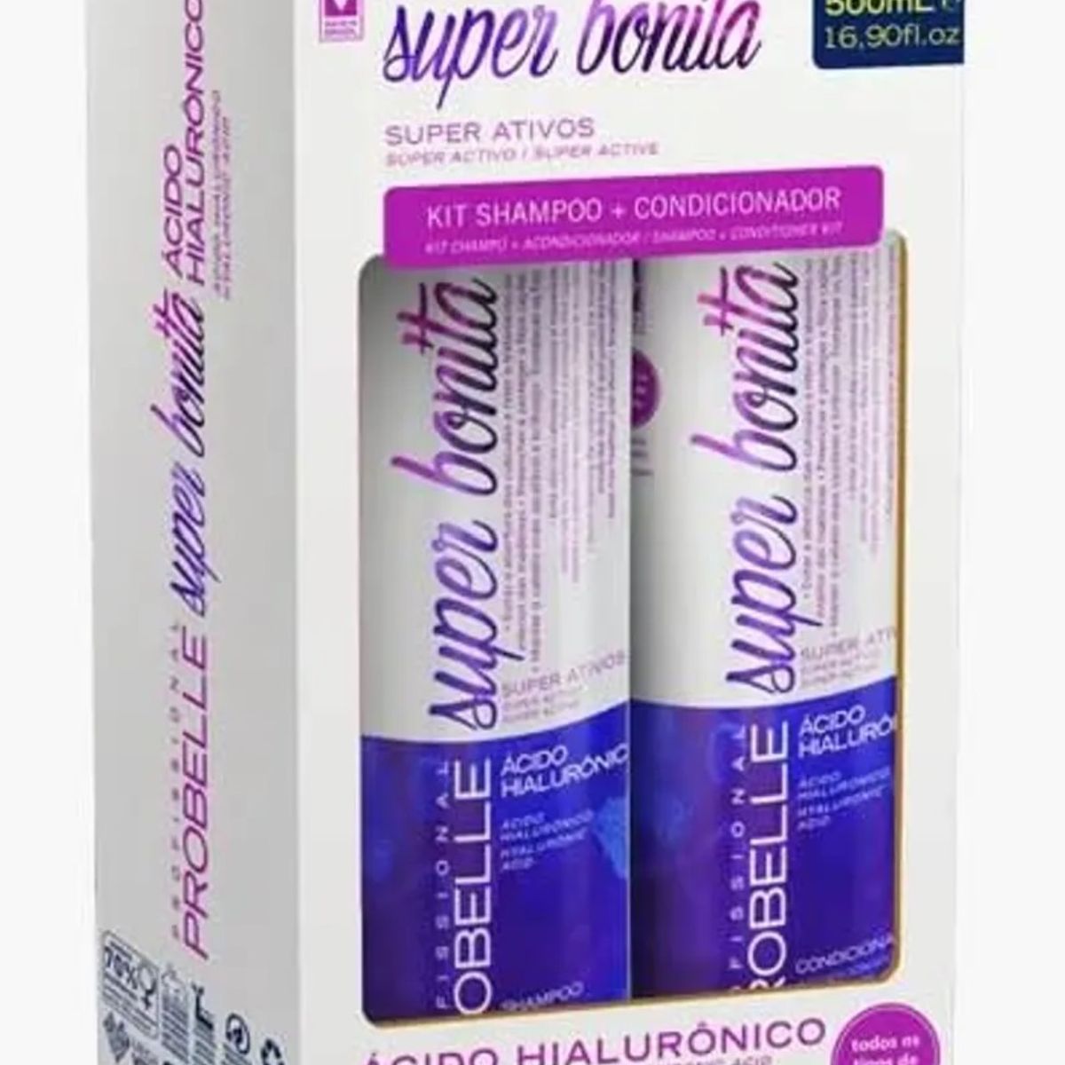 PROBELLE - KIT DUO SHAMPOO Y ACONDICIONADOR HIALURÓNICO PROBELLE 500ML RELLENO FIBRA EFECTO FILLER HIDRATACIÓN