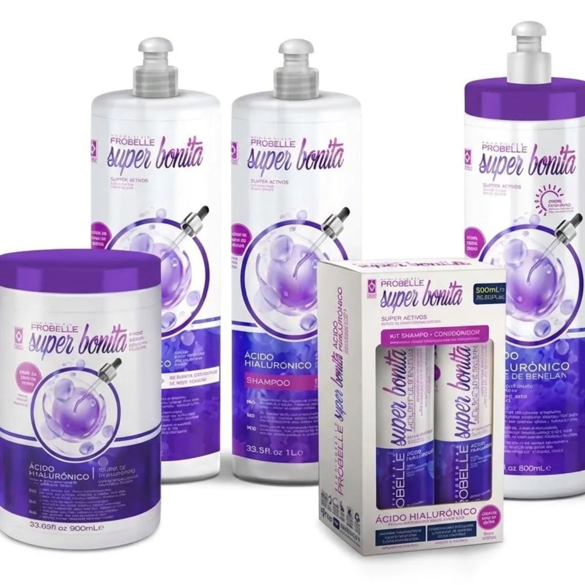 PROBELLE - KIT DUO SHAMPOO Y ACONDICIONADOR HIALURÓNICO PROBELLE 500ML RELLENO FIBRA EFECTO FILLER HIDRATACIÓN