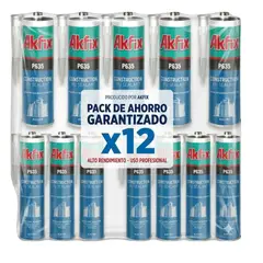 AKFIX - Caja 12 Sellador Poliuretano P635 Negro 310ml Juntas