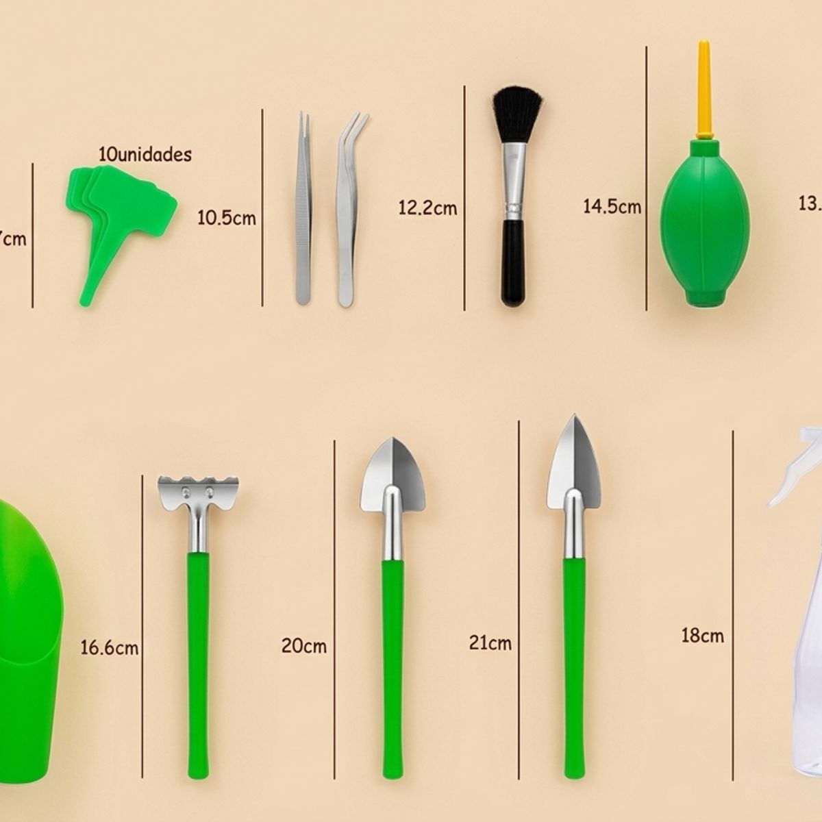 GENERICO - Kit Mini Herramientas Plantas Jardinería Suculentas 15 piezas