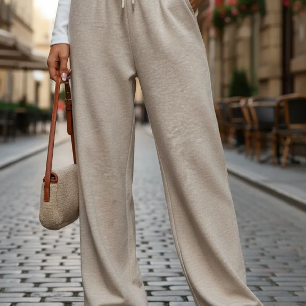 AGW - Pack 2 Pantalón Palazzo Mujer Buzo Oversize Wide Leg