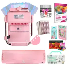 AMERICAN CRAFTS - Encuadernadora Cinch pink perforacion redonda color rosa kit HT4 + laminadora