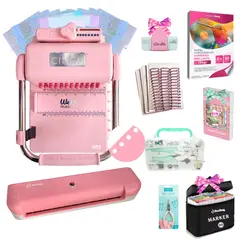 AMERICAN CRAFTS - Encuadernadora Cinch pink perforacion redonda color rosa kit HT5 + laminadora A4