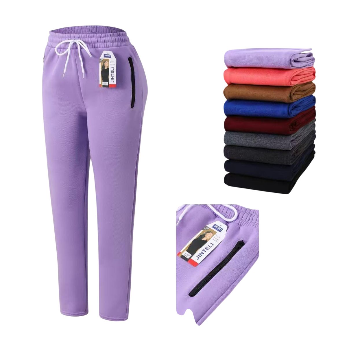 AGW - Pack 2 Pantalones Jogger Buzo Mujer Forro Polar