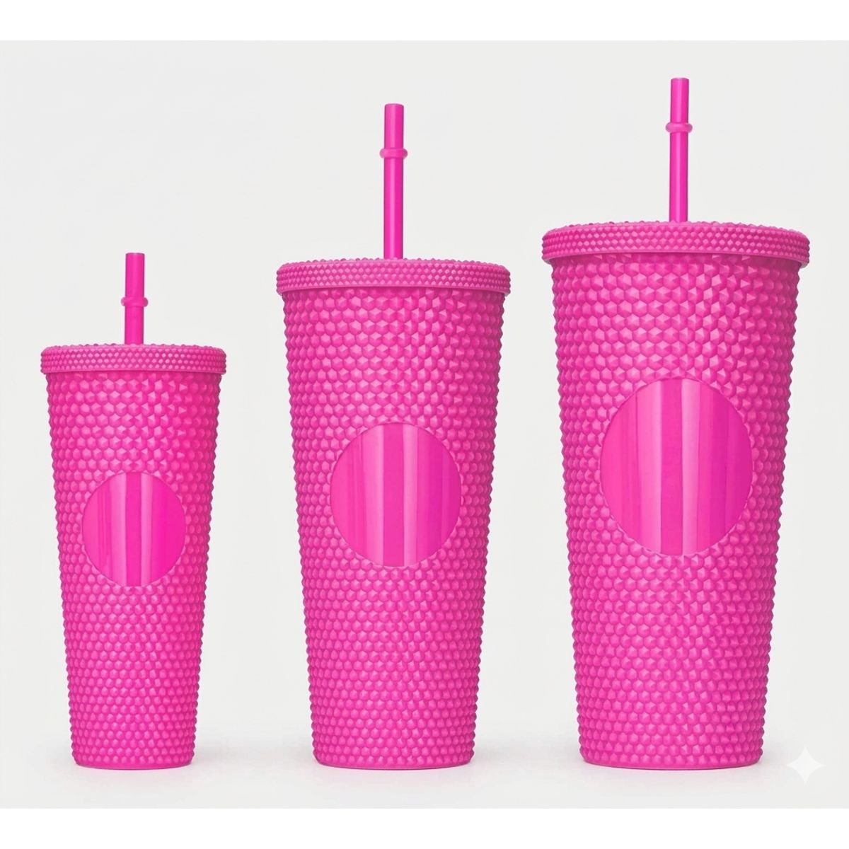 GENERICO - Pack de 3 Vasos Tumbler tipo Starbucks con Bombilla Y Tapa en Fucsia
