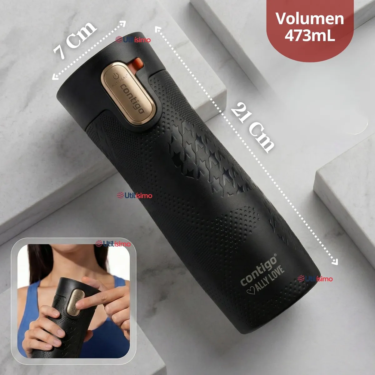 CONTIGO - Vaso Térmico Contigo 473ml West Loop 3.0 Ally Love Acero Inoxidable Licorice