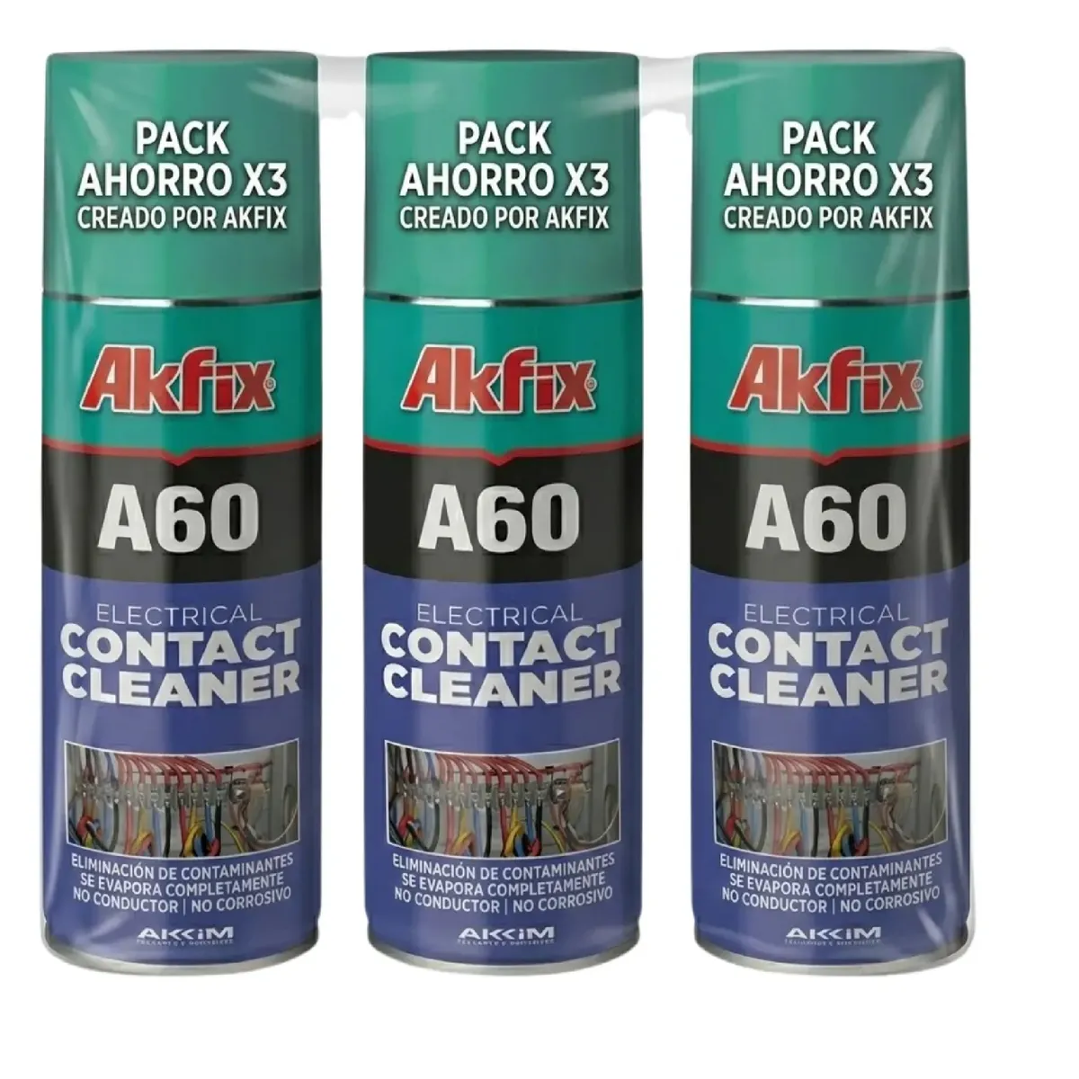 AKFIX - Pack 3 Limpia Contactos Electrico Akfix A60 Electronica 200m
