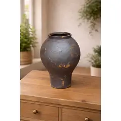 GENERICO - Jarrón artesanal Decorativo de Cerámica bicolor