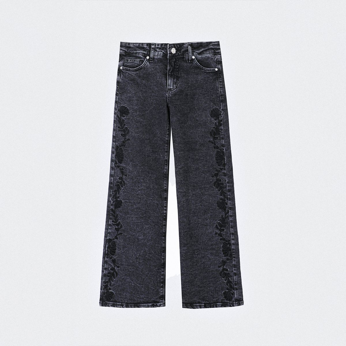 RAINDOOR - Pantalón Bordado Floral Gris Mujer Raindoor