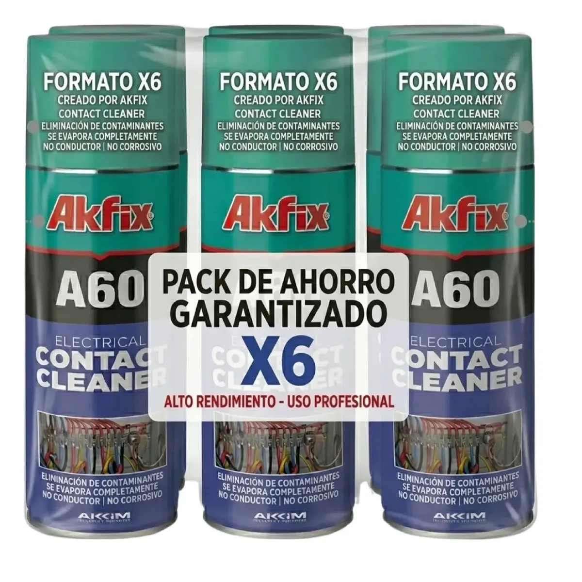 AKFIX - Pack 6 Limpia Contactos Electrico Akfix A60 Electronica 200m