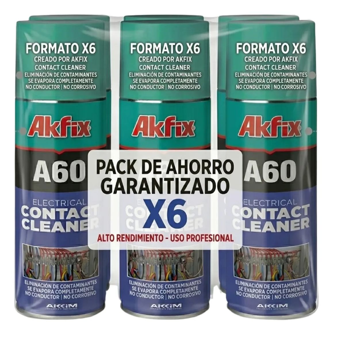 AKFIX - Pack 6 Limpia Contactos Electrico Akfix A60 Electronica 200m