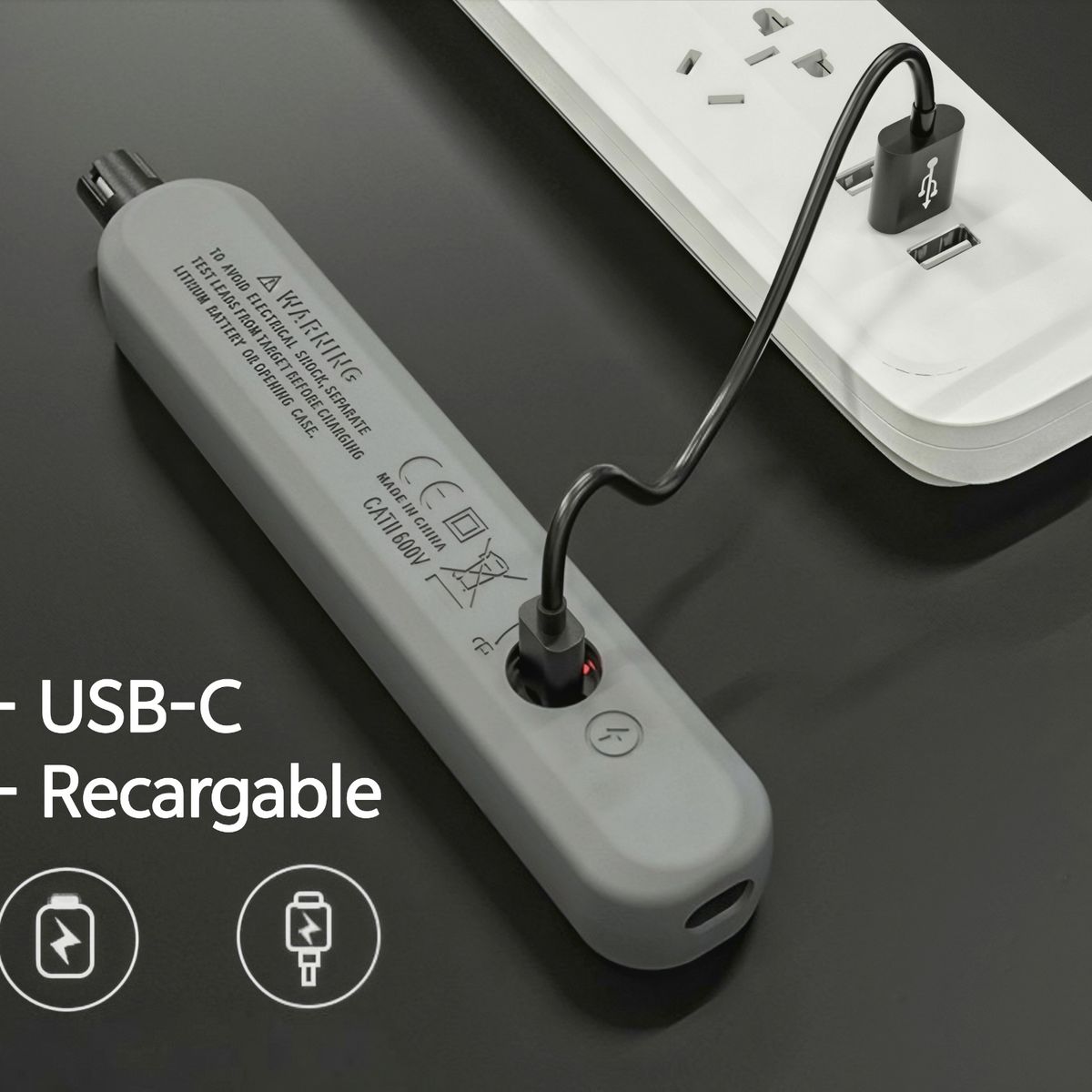 GENERICO - Detector de fugas de gas natural, licuado. Con alarma. Recargable, registra temperatura.