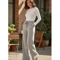 AGW - Pack 2 Pantalón Palazzo Mujer Lanilla Wide Leg