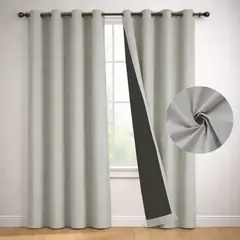 CASATUA - Cortina Blackout 100% Set 2 Paños 220x135cm Engomada - Crema