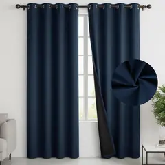 CASATUA - Cortina Blackout 100% Set 2 Paños 220x135cm Engomada - Azul marino