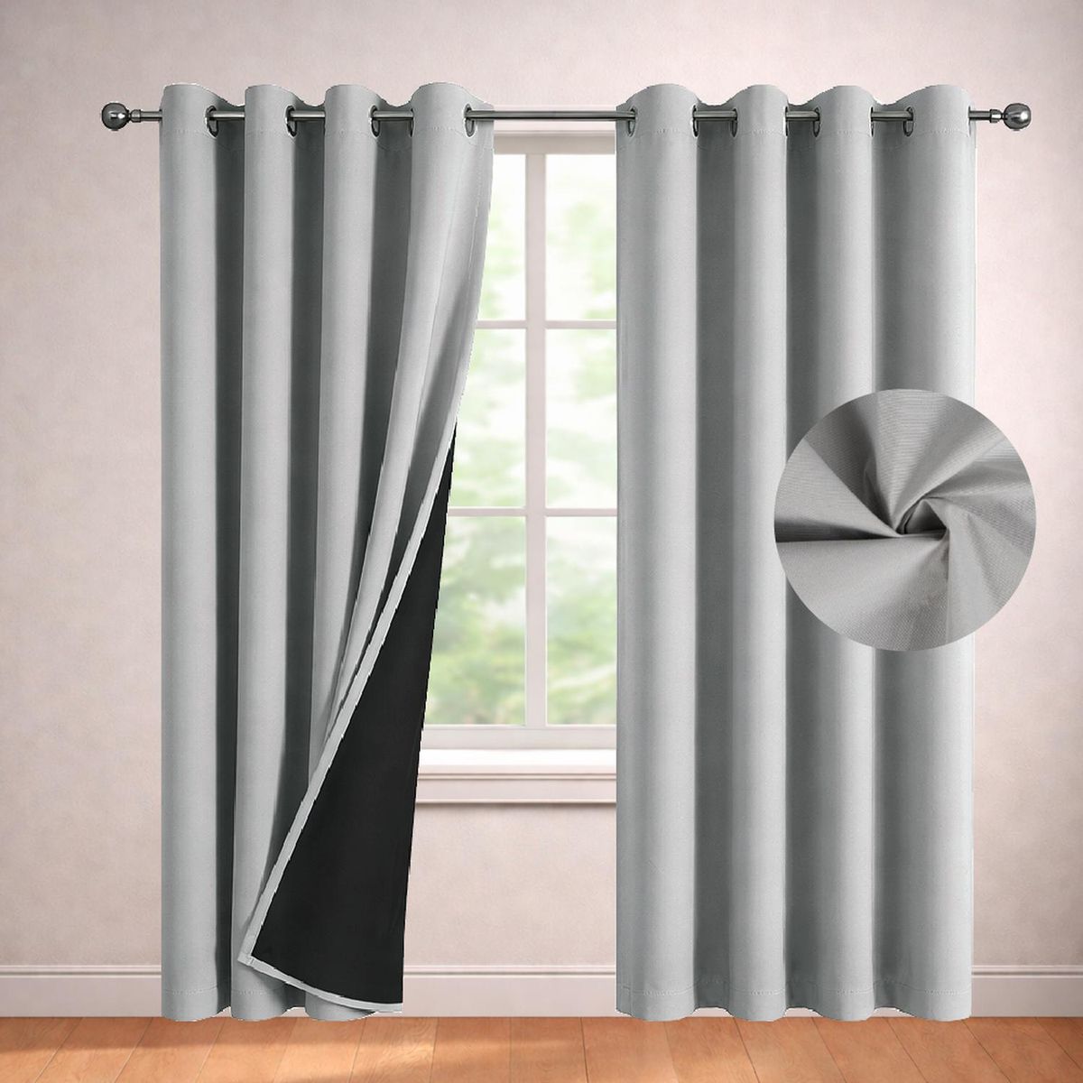 CASATUA - Cortina Blackout 100% Casatua Set 2 Paños 220x135cm Engomada - Gris