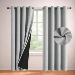 CASATUA - Cortina Blackout 100% Set 2 Paños 220x135cm Engomada - Gris