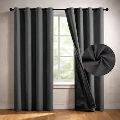 CASATUA - Cortina Blackout 100% Set 2 Paños 220x135cm Engomada - Gris oscuro