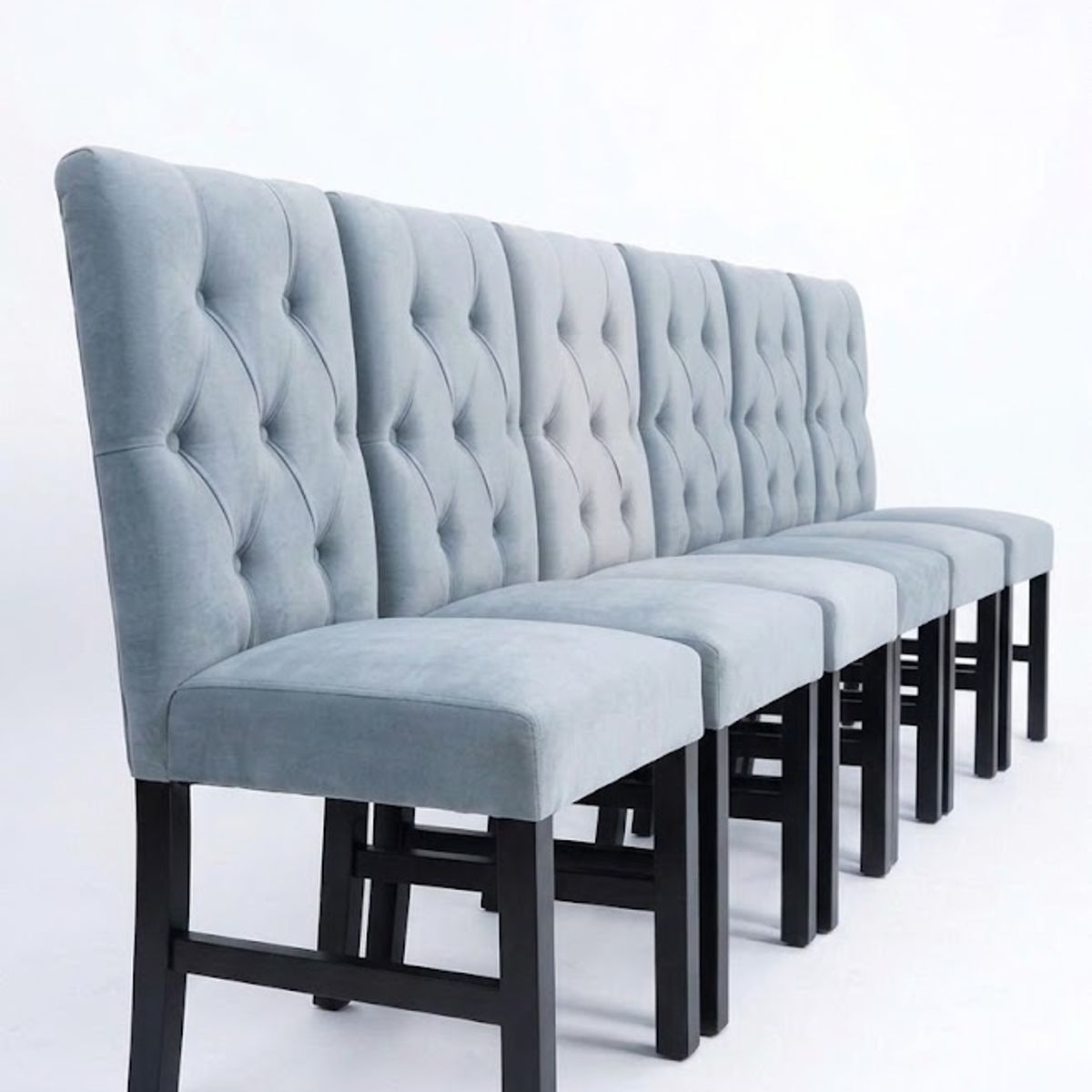 GENERICO - pack 6 sillas de comedor gris felpa capitone