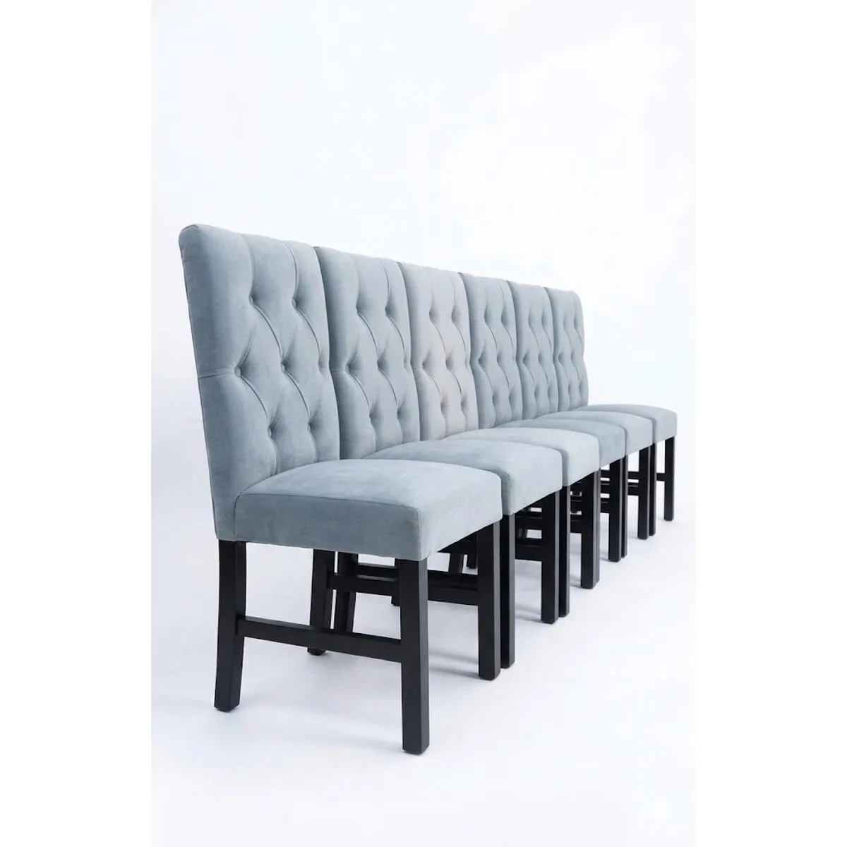 GENERICO - pack 6 sillas de comedor gris felpa capitone