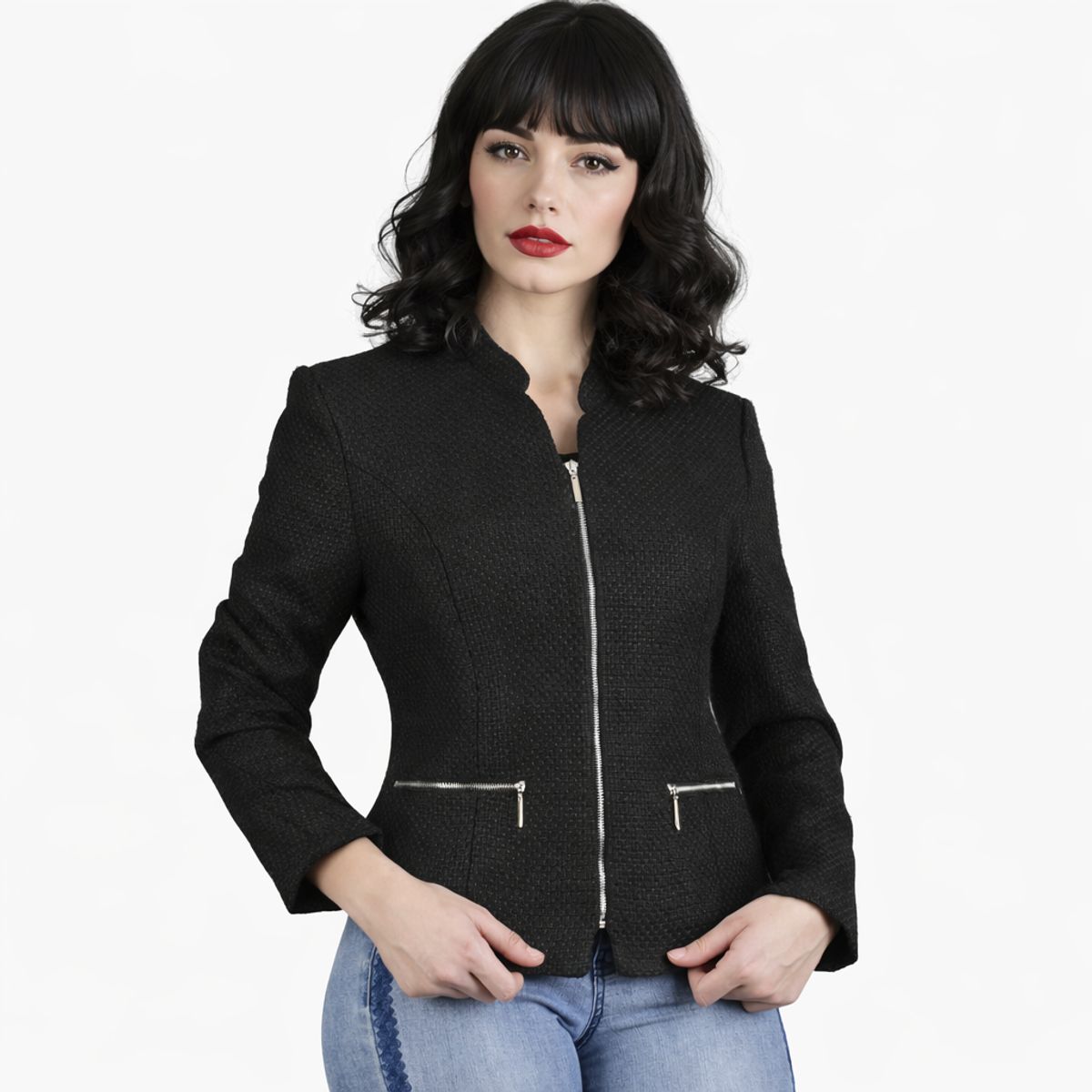 TENTATION - Blazer con Cierre Black Tentation