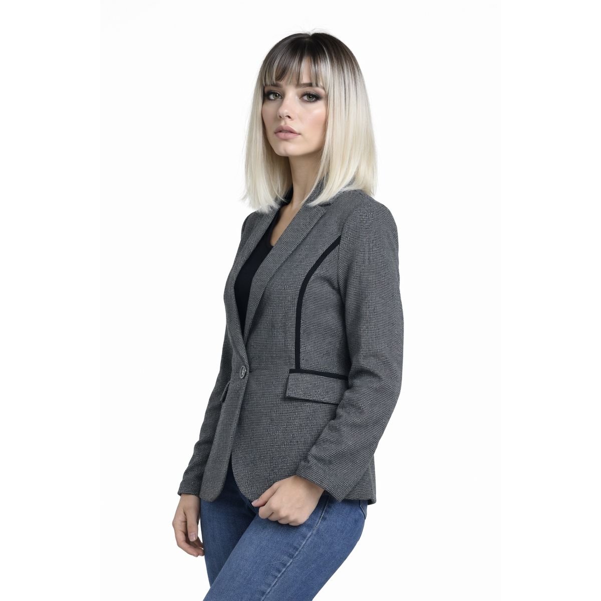 TENTATION - Blazer Escoces Aplic. Terciopelo