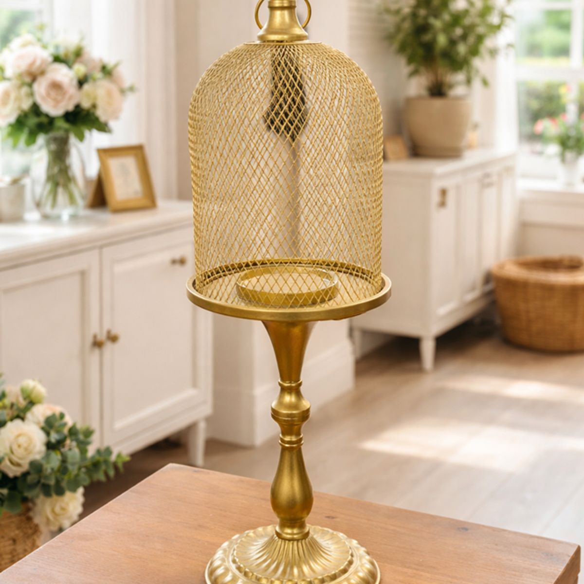 GENERAL - Candelabro Decorativo Jaula Dorada