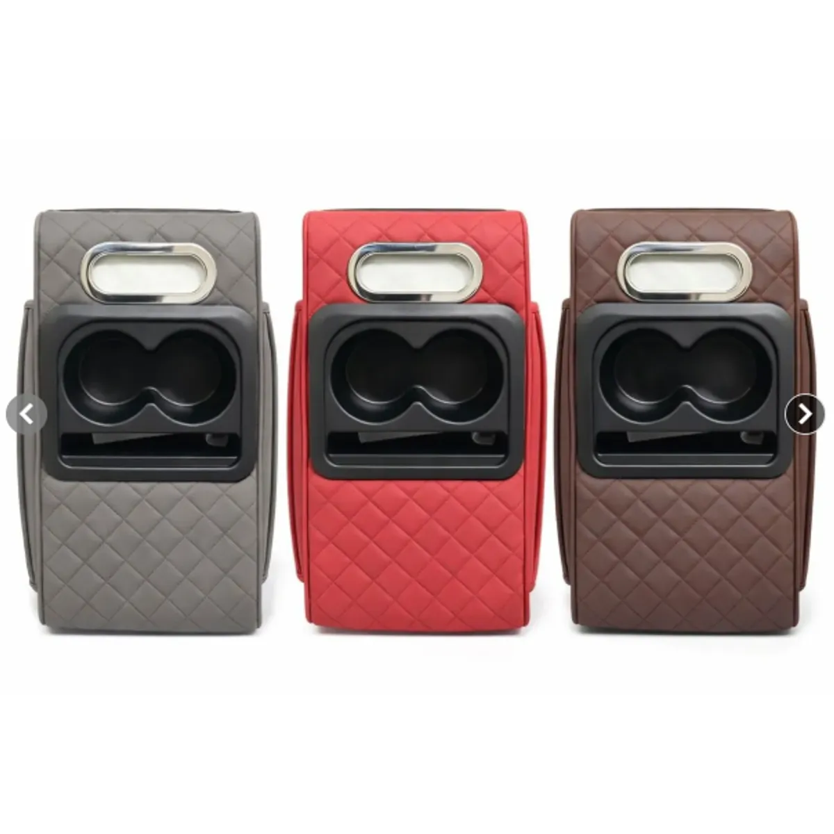 TASBEL - Apoyabrazos Auto Universal Cuero Acolchado Portavasos Organizador Asiento Carro 3 Colores