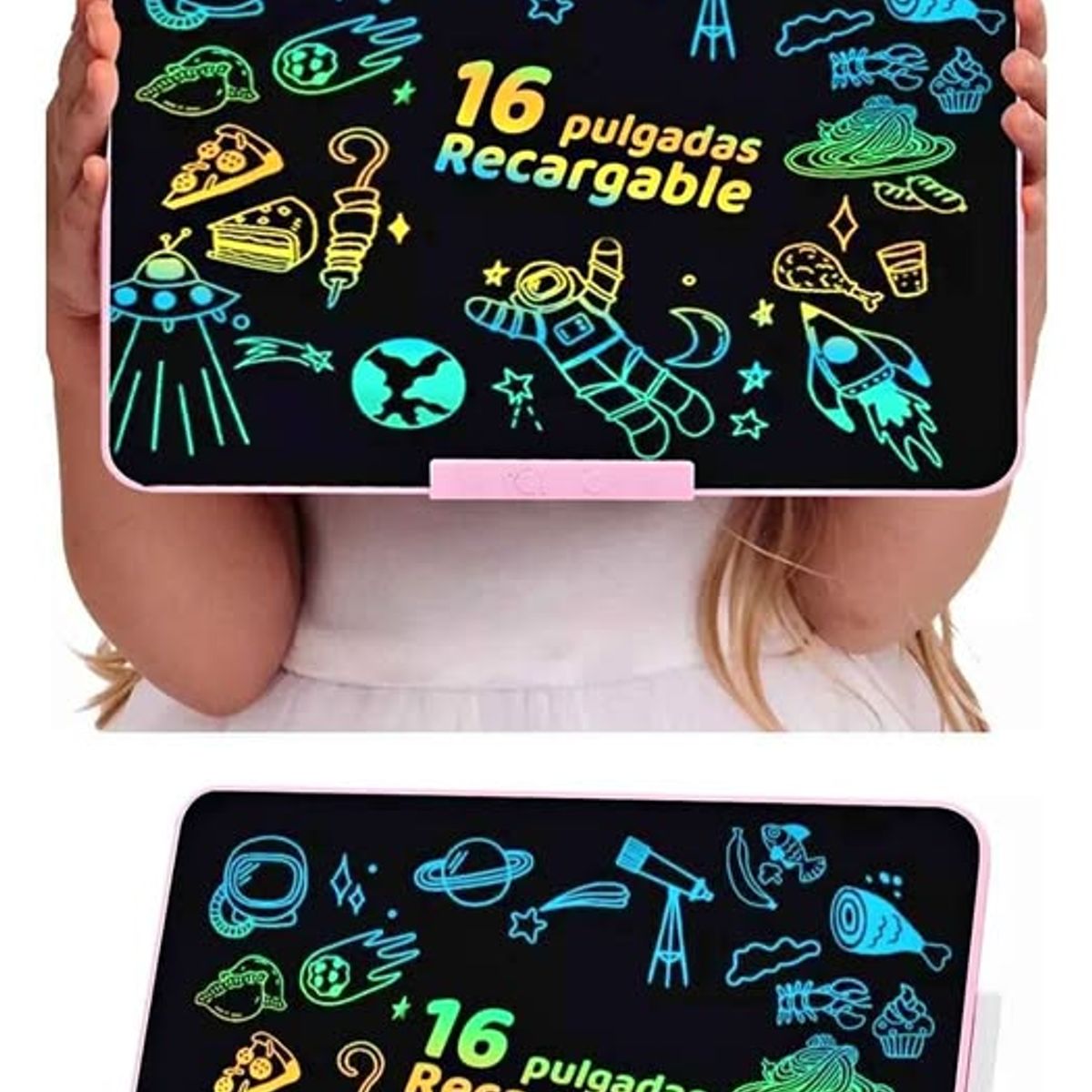 GENERICO - Pizarra Mágica Tablet Dibujo Lcd 16 Recargable Juguete Niños Color Rosa