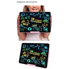 GENERICO - Pizarra Mágica Tablet Dibujo Lcd 16 Recargable Juguete Niños Color Rosa