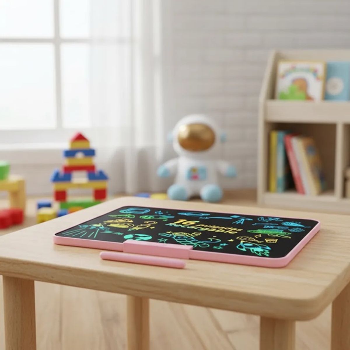 GENERICO - Pizarra Mágica Tablet Dibujo Lcd 16 Recargable Juguete Niños Color Rosa