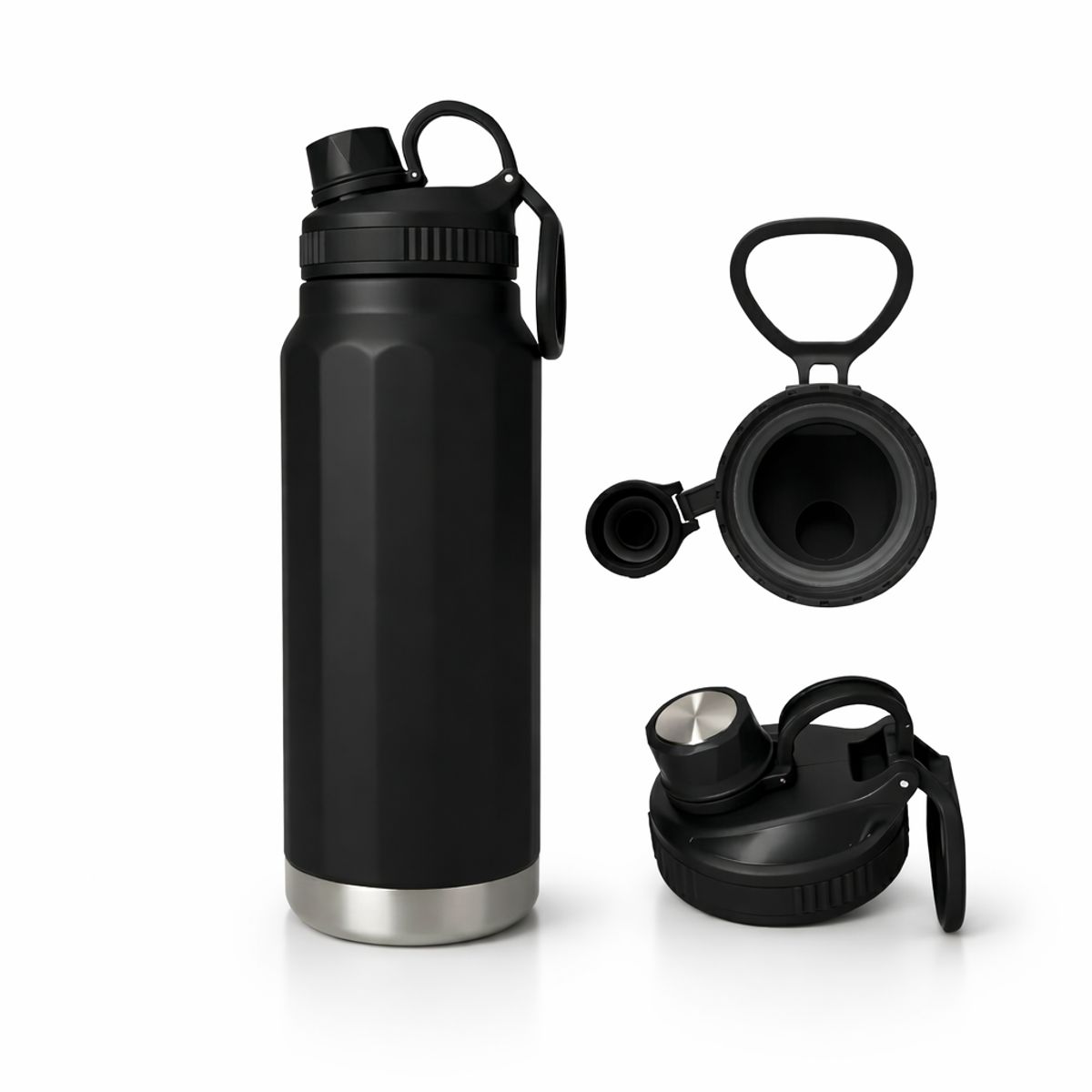 GENERICO - Botella Térmica negra Acero Inox 800ml