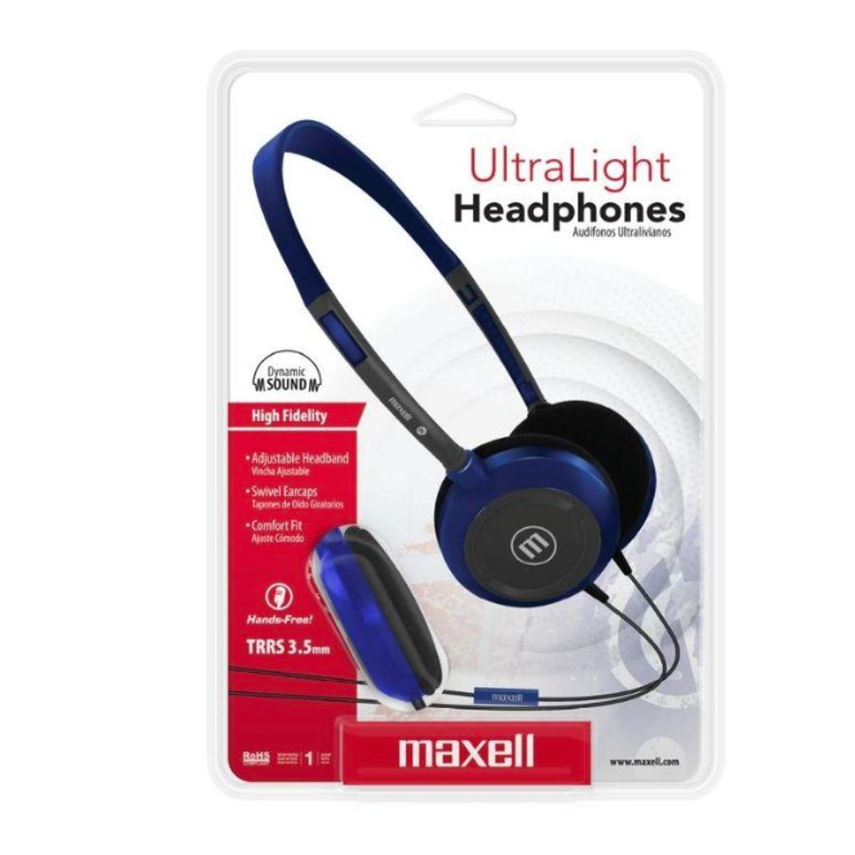 MAXELL - Audífonos ultraliviados con cable  3.5mm Maxell HP-200 azul