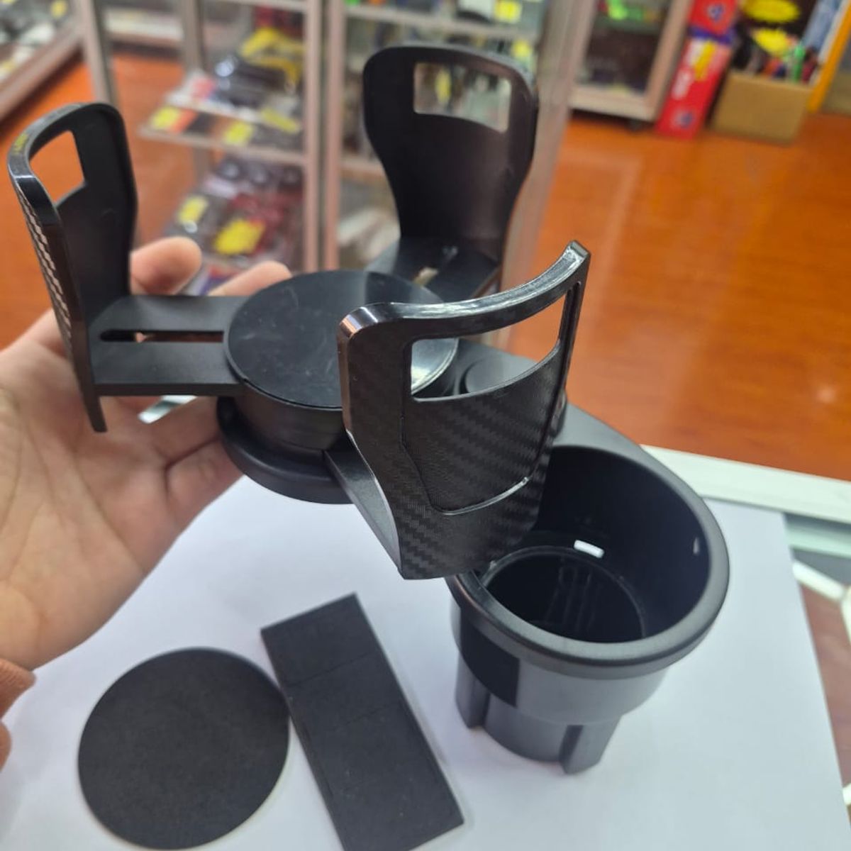 GENERICO - Portavasos Doble Auto Giratorio ajustable 2 en 1 base expansible