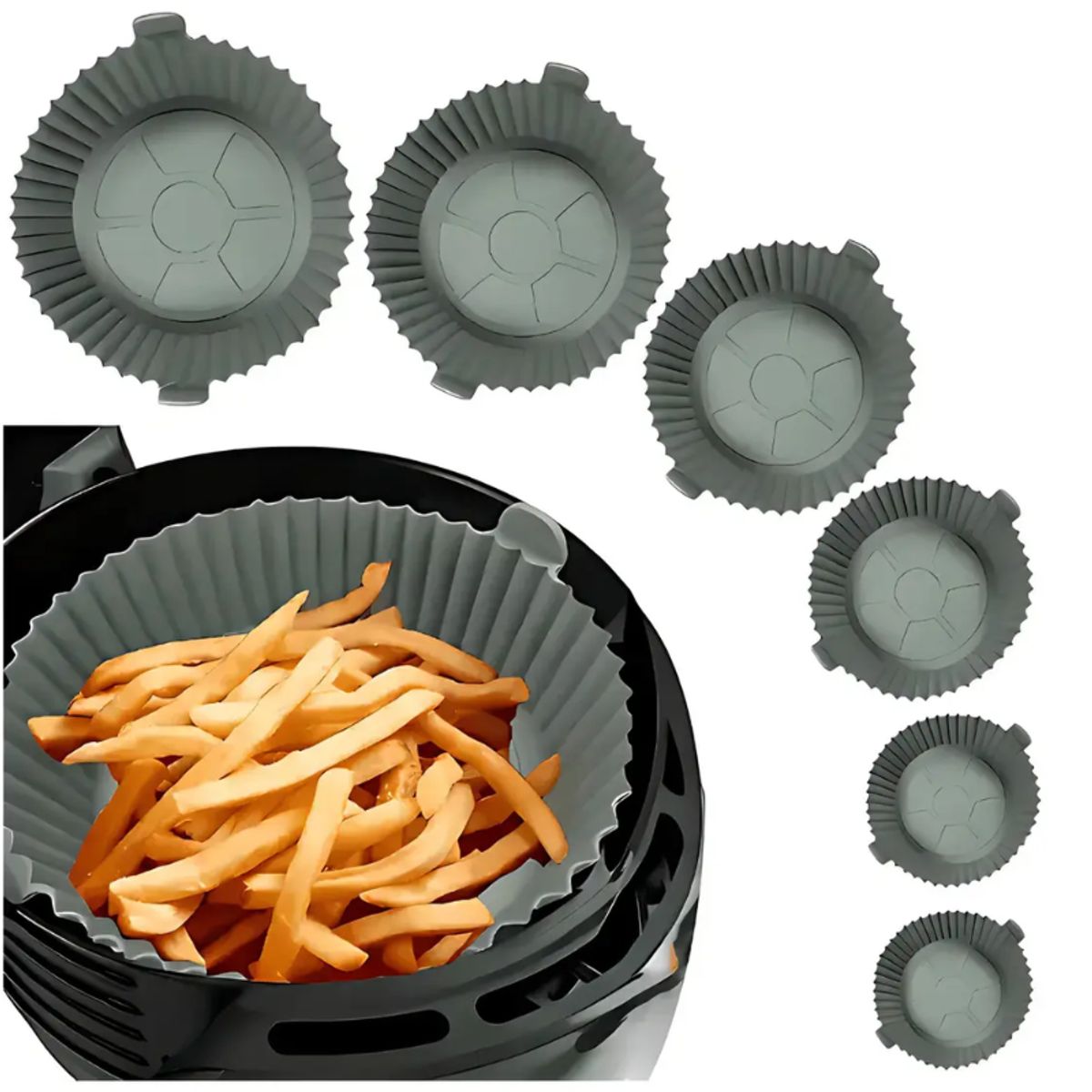 BELIDASHOP - Pack 6 Bandejas De Silicona Air Frayer Molde Reutilizable