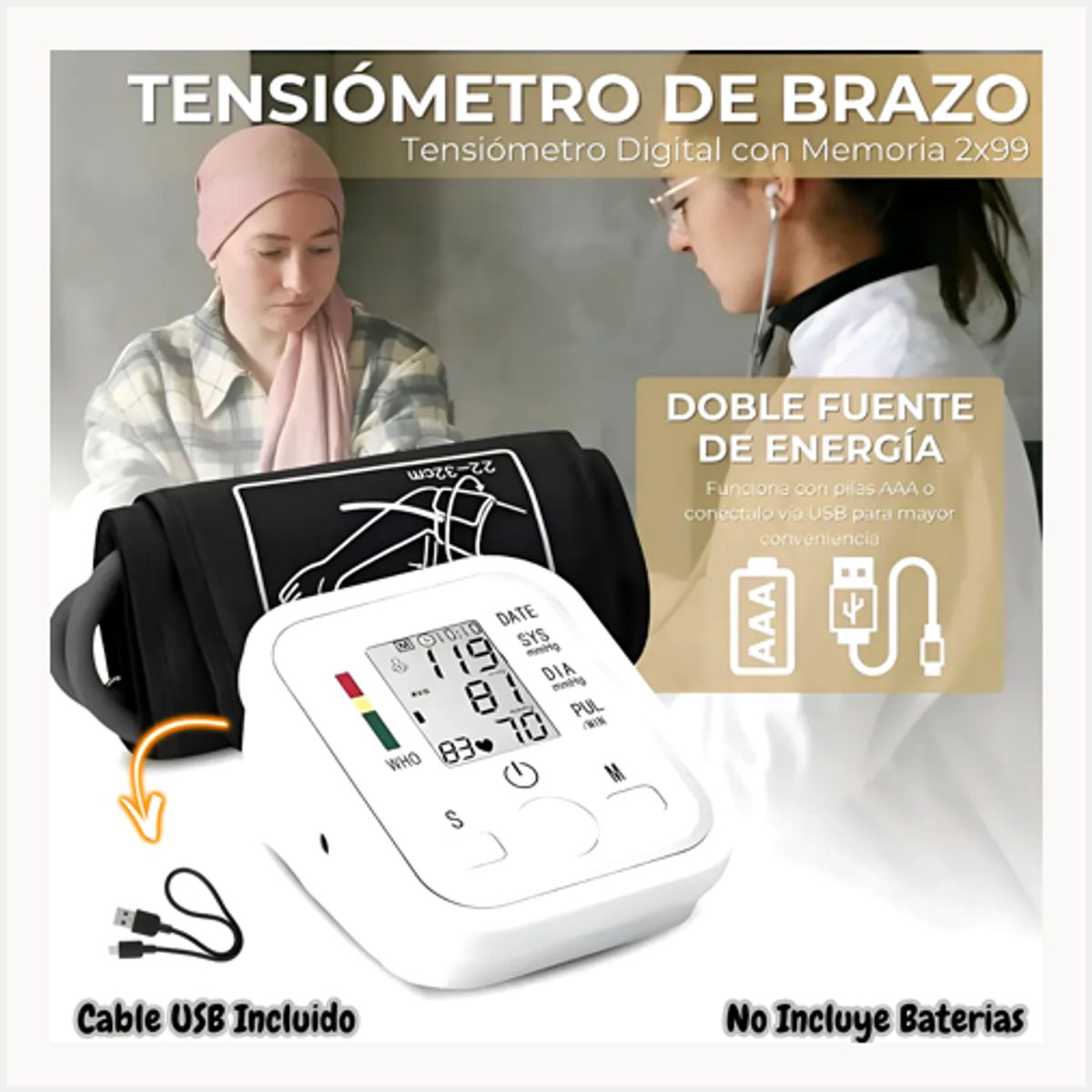 MOVI - Tomador de Presión de Brazo con Función de Voz
