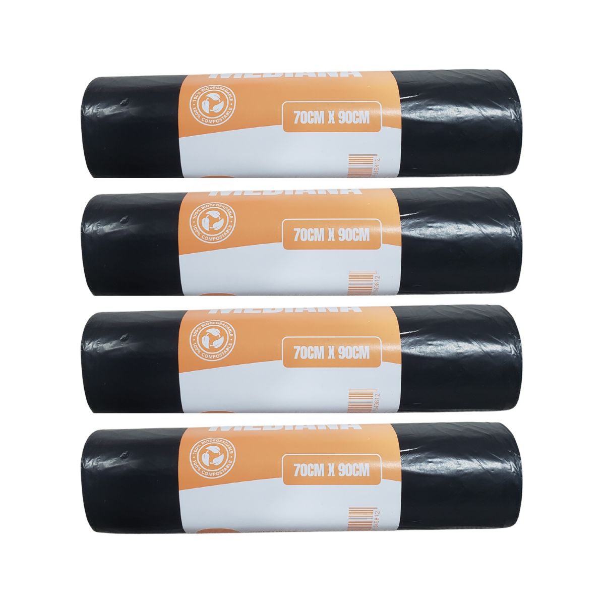 GENERICO - Pack 4 Rollos Bolsas de Basura Mediana 70x90cm.