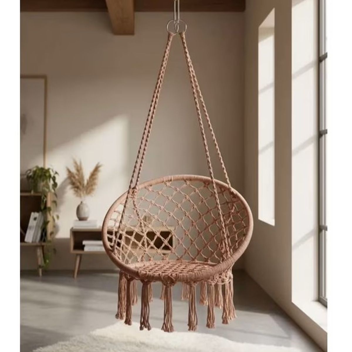GENERICO - SILLA COLGANTE TIPO HAMACA CON DISEÑO TEJIDO