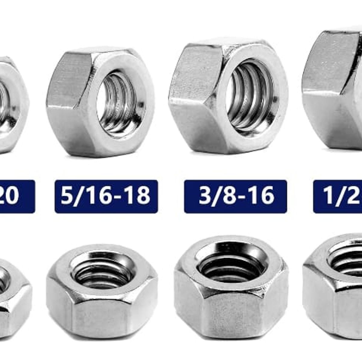 GENERICO - Tuerca Hexagonal Zincada 1/4 - 20 (100 Unidades)