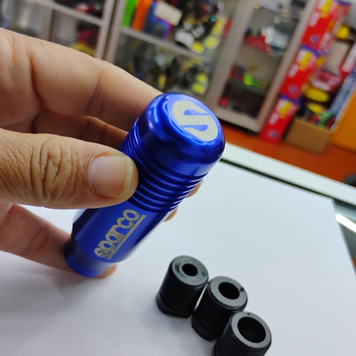 GENERICO - Pomo Perilla de cambio universal metalico 8.5cm Sparco azul